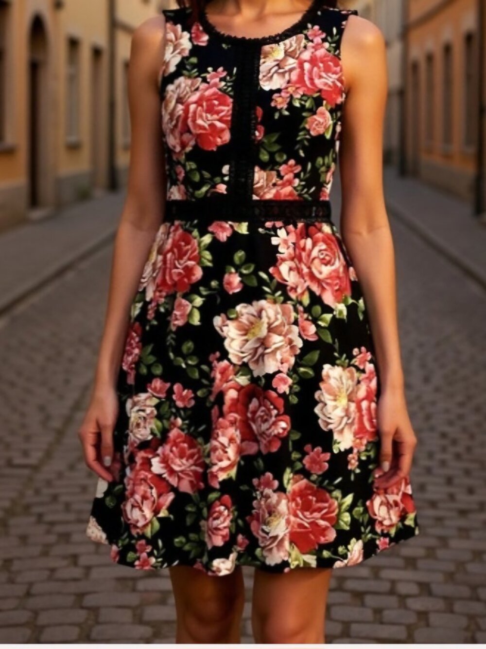 Disney Princess Sleeping Beauty Black Floral Dress Small